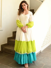 Multicolor Tiered Flared Long Dress