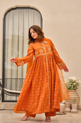 Noor Saffron Embroidered Anarkali Set with Dupatta
