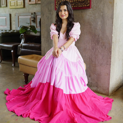 Pastel pink charm maxi dress with Flared Silhouette