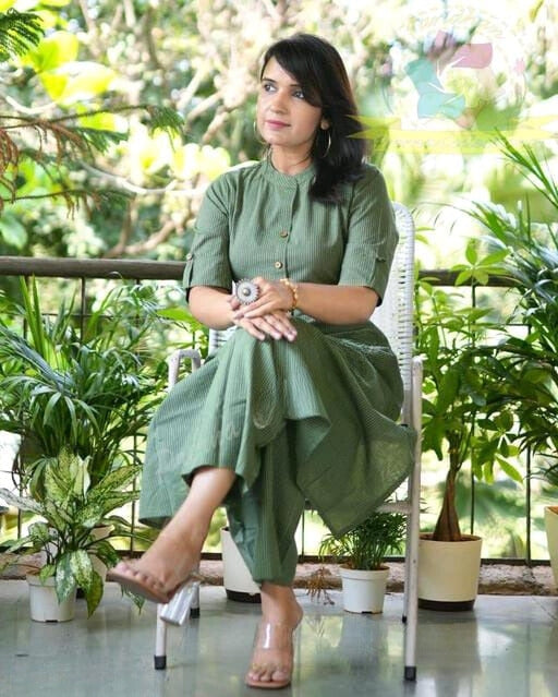 Green Katha Cotton Kurta and Palazzo Set