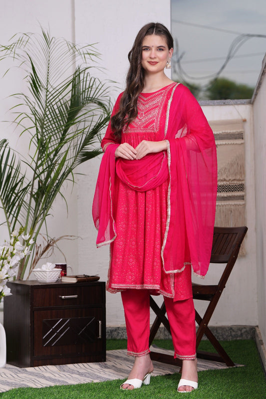 Embroidered Kurta and Pant Set with Dupatta