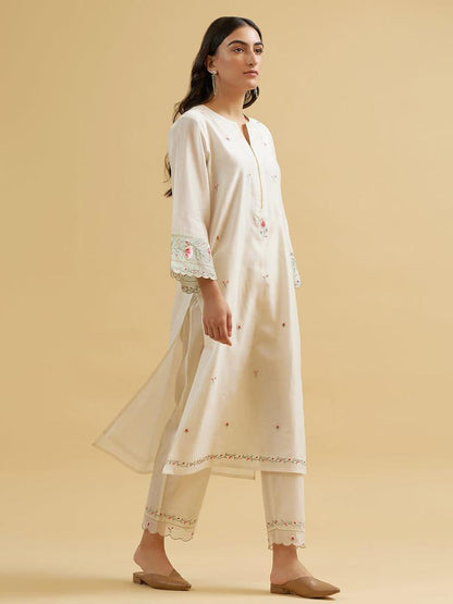 Embroidered Cotton Kurta and Pant Set