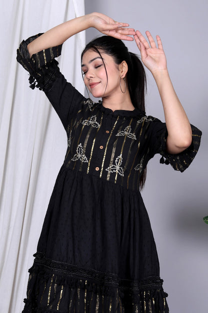 Black Lurex Western Dress