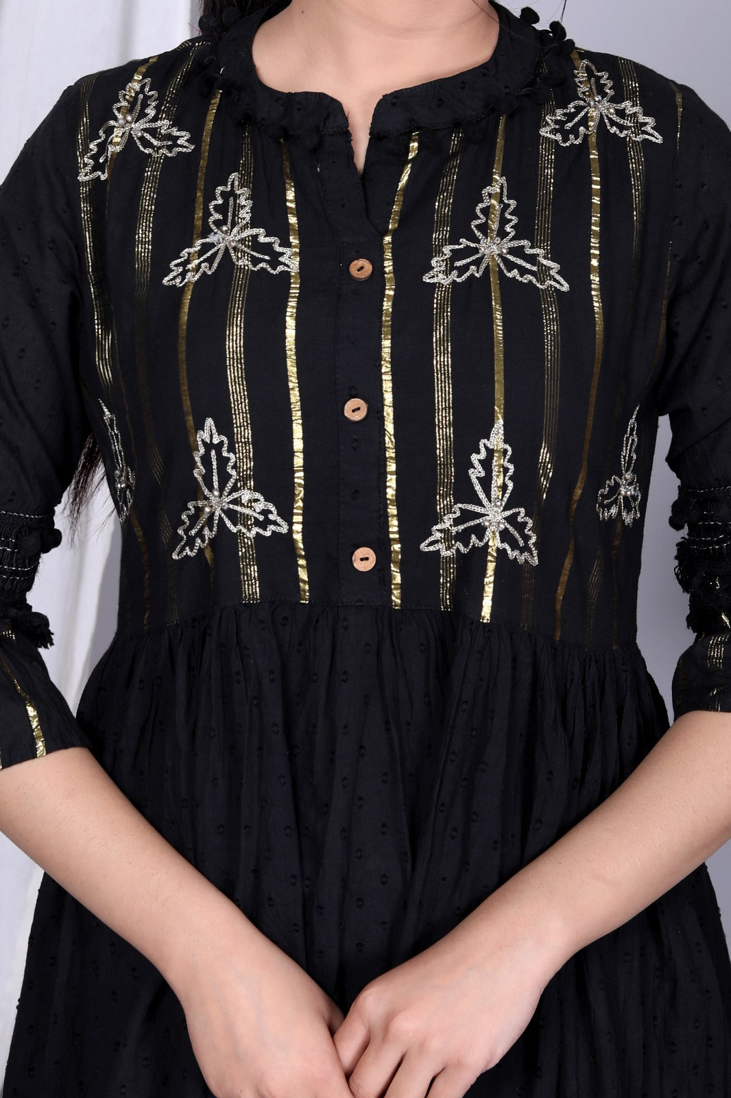 Black Lurex Western Dress