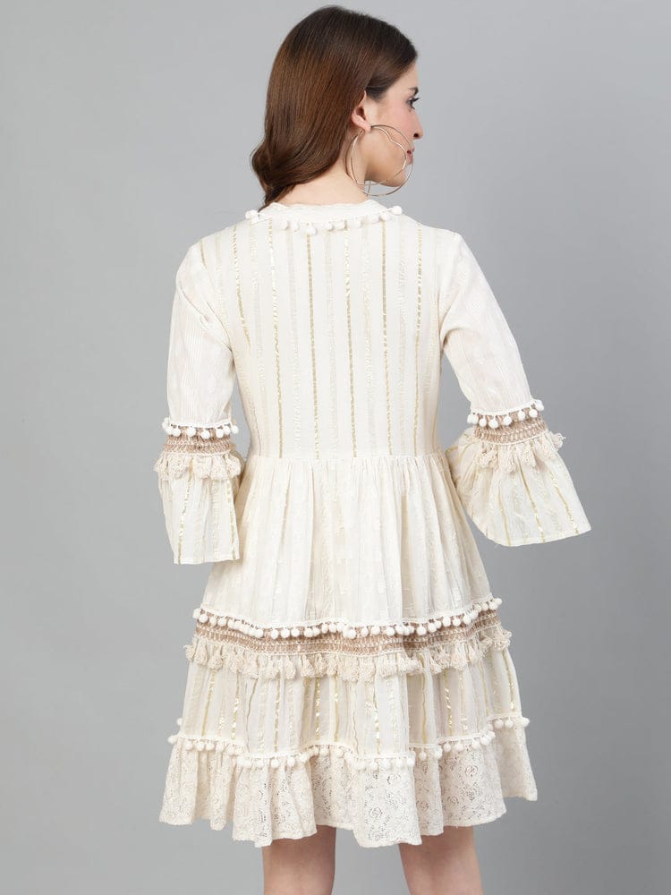 White Smoke Lurex Western Dress