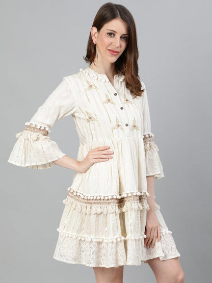 White Smoke Lurex Western Dress