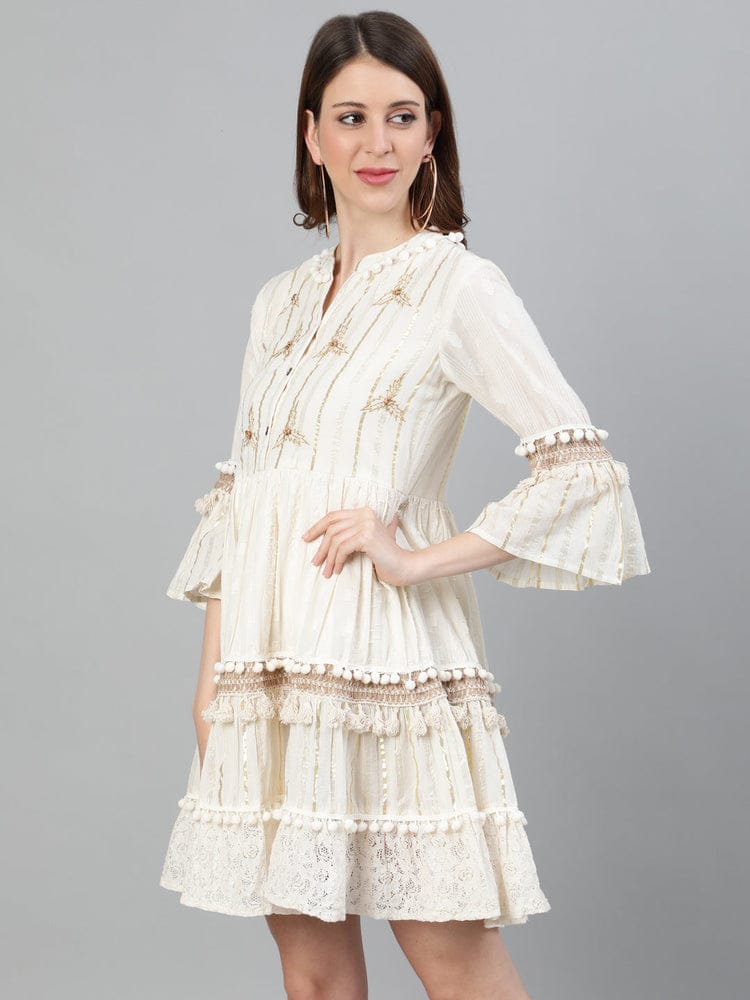 White Smoke Lurex Western Dress