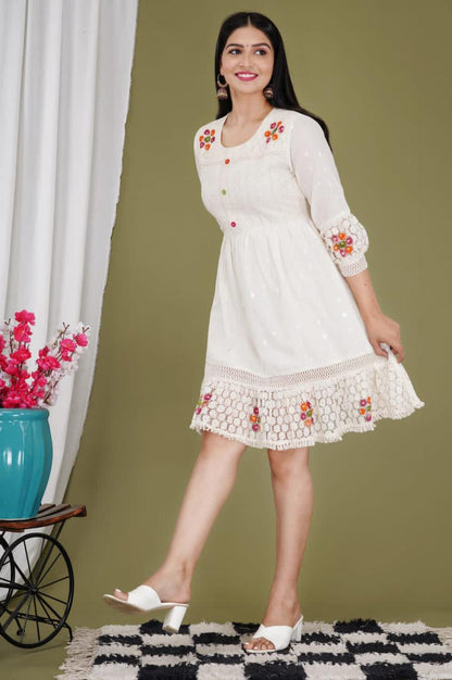 White Rock Brush Printed Tunic Dress